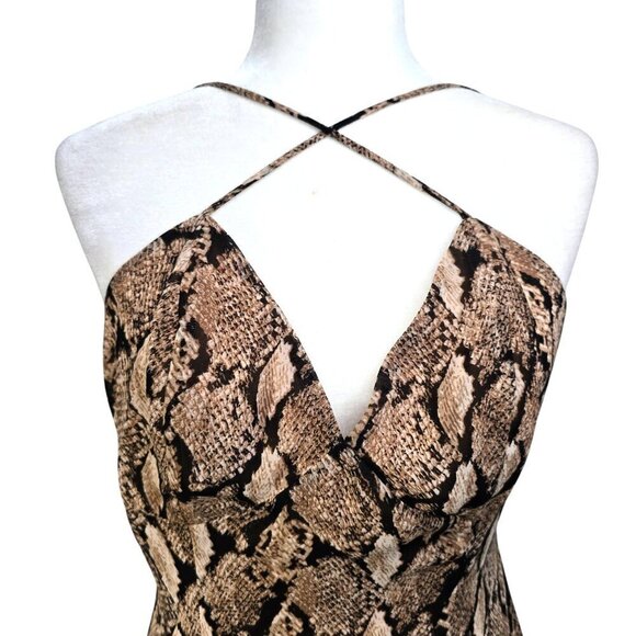 Blu Pepper Snake Print Low SEXY Back 2 Way Strappy MiDi Dress - Picture 2 of 12